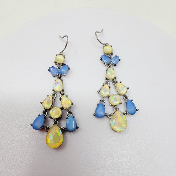 Vintage Monet Iridescent Chandelier Earrings - Picture 2 of 7